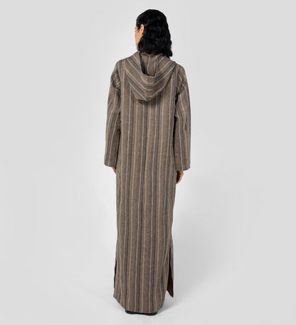 Azina Hooded Jalabiya in Dune